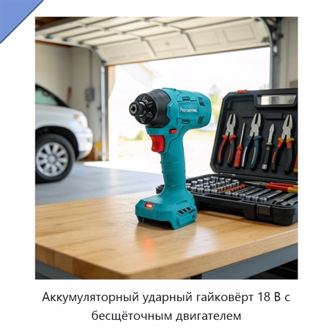 Аккумуляторный ударный гайковёрт 18 В с бесщёточным двигателем