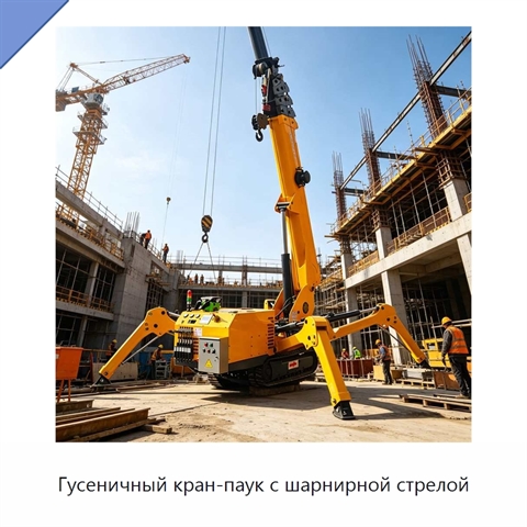 Гусеничный кран-паук с шарнирной стрелой