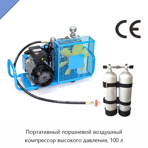Портативный поршневой воздушный компрессор высокого давления, 100 л