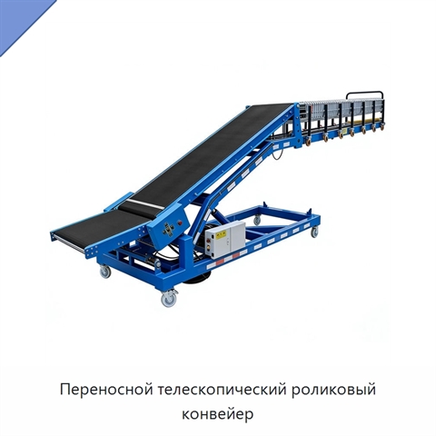 Переносной телескопический роликовый конвейер
