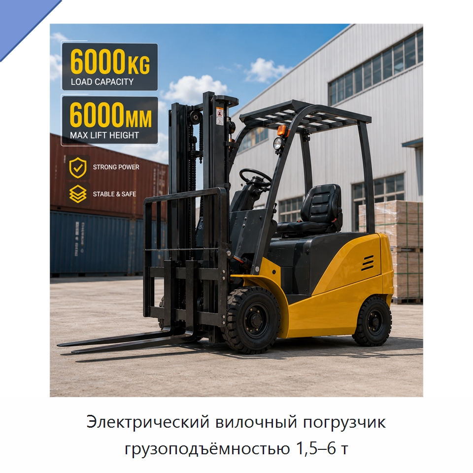 Электрический вилочный погрузчик грузоподъёмностью 1,5–6 т — Вилочные погрузчики