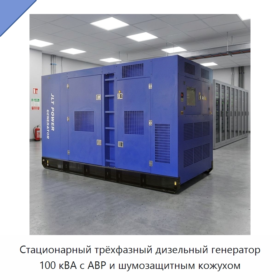 Стационарный трёхфазный дизельный генератор 100 кВА с АВР и шумозащитным кожухом — Дизельные генераторы