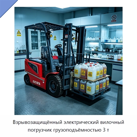 Взрывозащищённый электрический вилочный погрузчик грузоподъёмностью 3 т