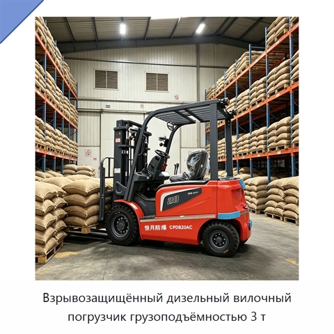 Взрывозащищённый дизельный вилочный погрузчик грузоподъёмностью 3 т