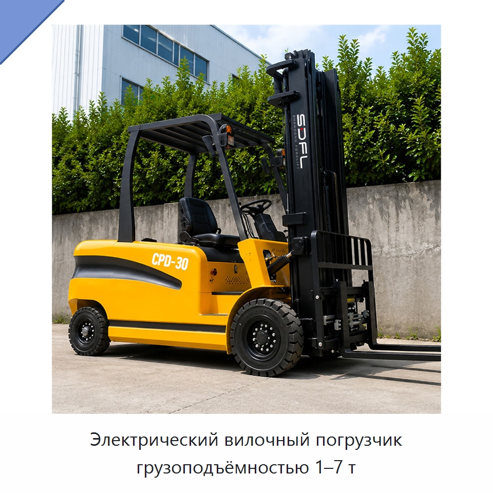 Электрический вилочный погрузчик грузоподъёмностью 1–7 т — Вилочные погрузчики