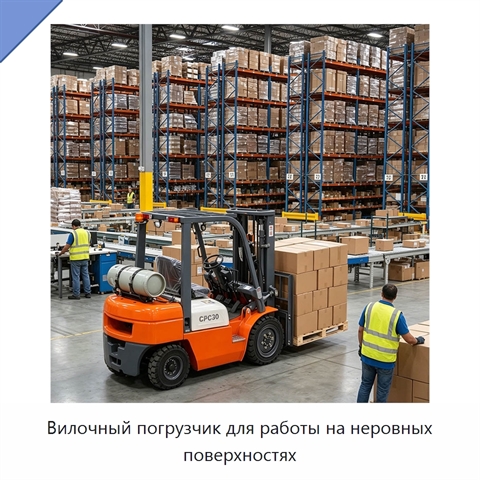Вилочный погрузчик для работы на неровных поверхностях