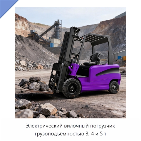 Электрический вилочный погрузчик грузоподъёмностью 3, 4 и 5 т