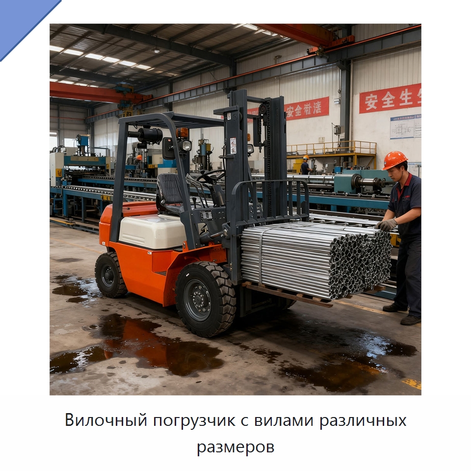 Вилочный погрузчик с вилами различных размеров — Вилочные погрузчики