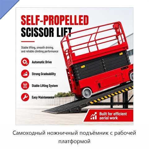 Самоходный ножничный подъёмник с рабочей платформой
