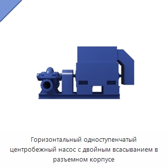 Горизонтальный одноступенчатый центробежный насос с двойным всасыванием в разъемном корпусе