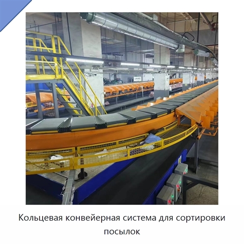 Кольцевая конвейерная система для сортировки посылок