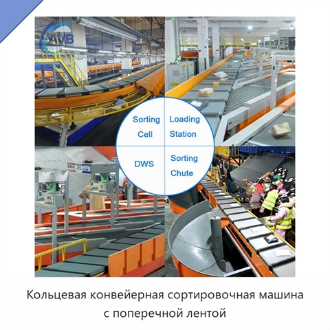 Кольцевая конвейерная сортировочная машина с поперечной лентой