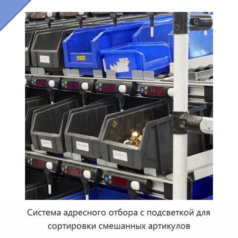 Система адресного отбора с подсветкой для сортировки смешанных артикулов