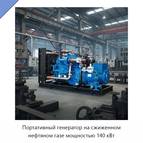 Портативный генератор на сжиженном нефтяном газе мощностью 140 кВт