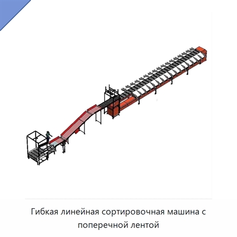 Гибкая линейная сортировочная машина с поперечной лентой