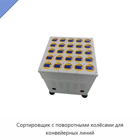 Сортировщик с поворотными колёсами для конвейерных линий