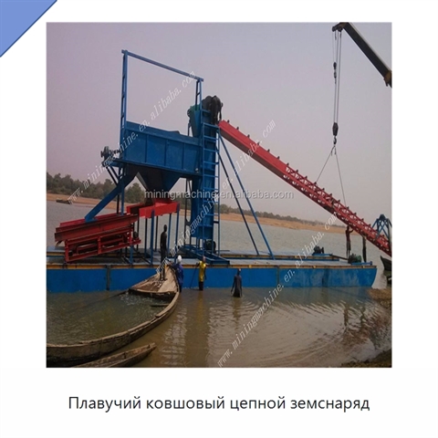 Плавучий ковшовый цепной земснаряд