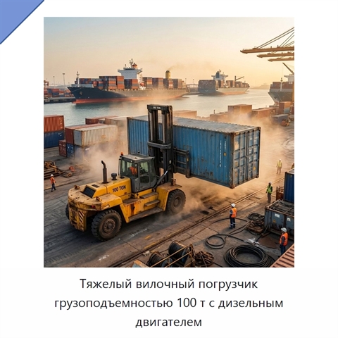 Тяжелый вилочный погрузчик грузоподъемностью 100 т с дизельным двигателем