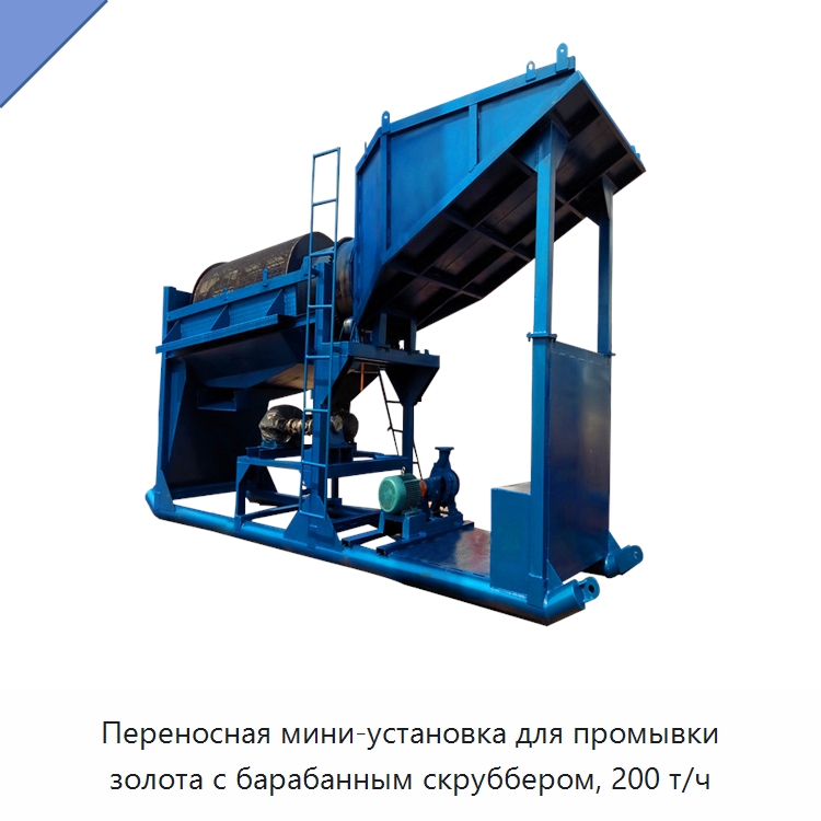 Переносная мини-установка для промывки золота с барабанным скруббером, 200 т/ч — Горнодобывающее оборудование