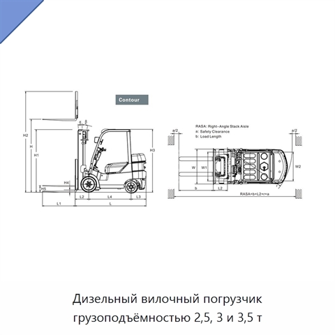 Дизельный вилочный погрузчик грузоподъёмностью 2,5, 3 и 3,5 т