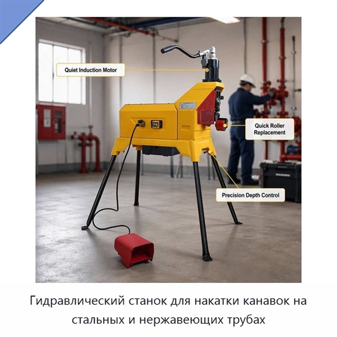 Гидравлический станок для накатки канавок на стальных и нержавеющих трубах