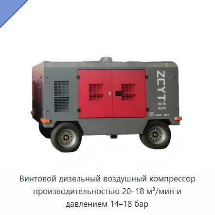 Винтовой дизельный воздушный компрессор производительностью 20–18 м³/мин и давлением 14–18 бар — Промышленные компрессоры