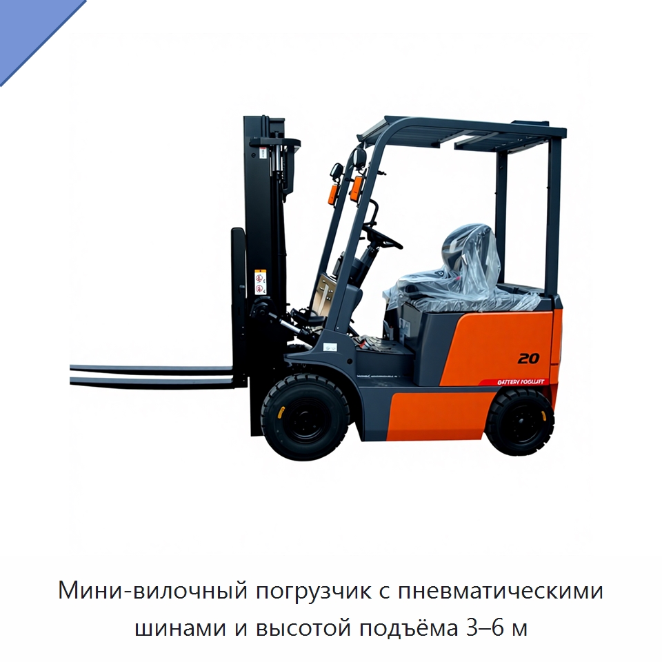 Мини-вилочный погрузчик с пневматическими шинами и высотой подъёма 3–6 м — Вилочные погрузчики