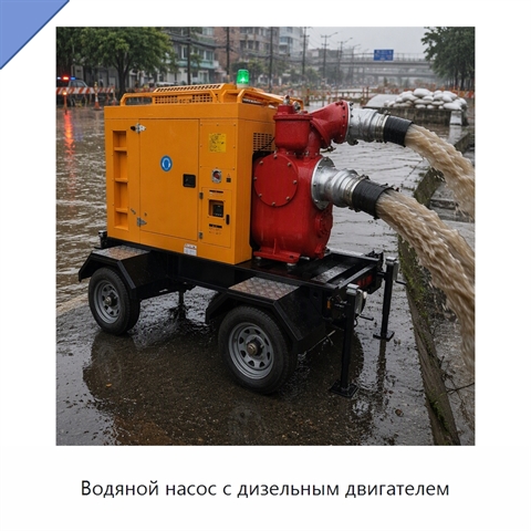 Водяной насос с дизельным двигателем