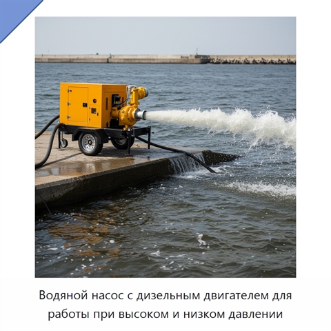 Водяной насос с дизельным двигателем для работы при высоком и низком давлении
