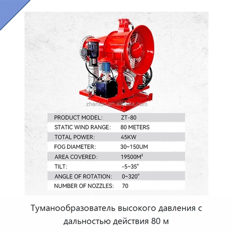 Туманообразователь высокого давления с дальностью действия 80 м