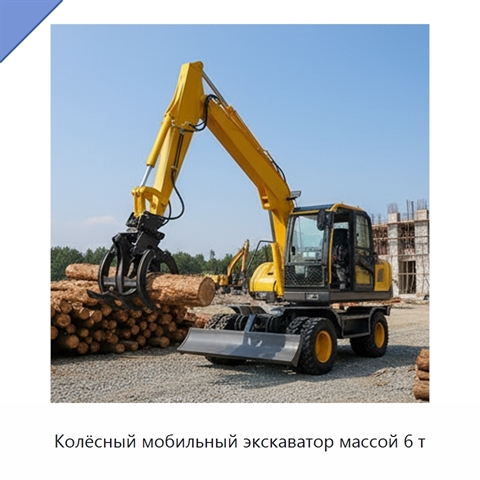 Колёсный мобильный экскаватор массой 6 т