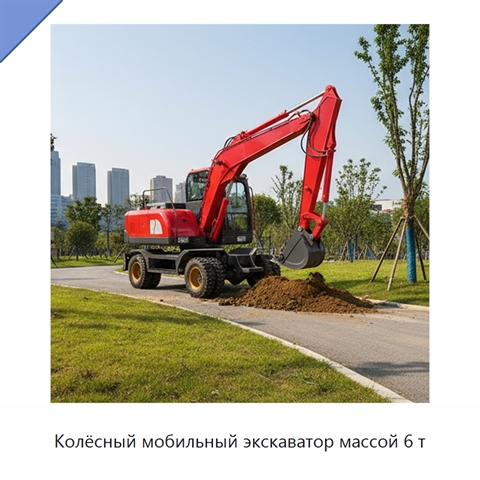 Колёсный мобильный экскаватор массой 6 т