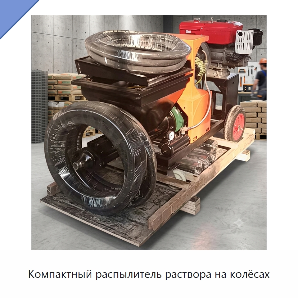 Компактный распылитель раствора на колёсах — Штукатурные станции