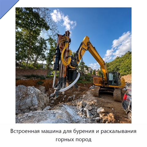 Встроенная машина для бурения и раскалывания горных пород