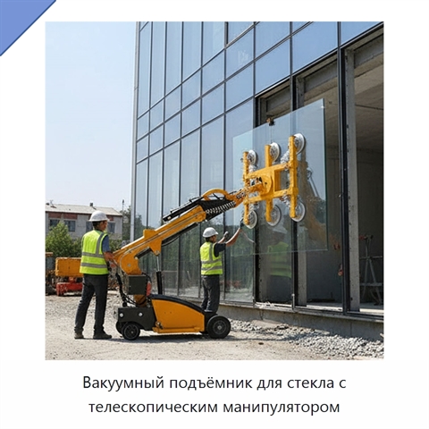 Вакуумный подъёмник для стекла с телескопическим манипулятором