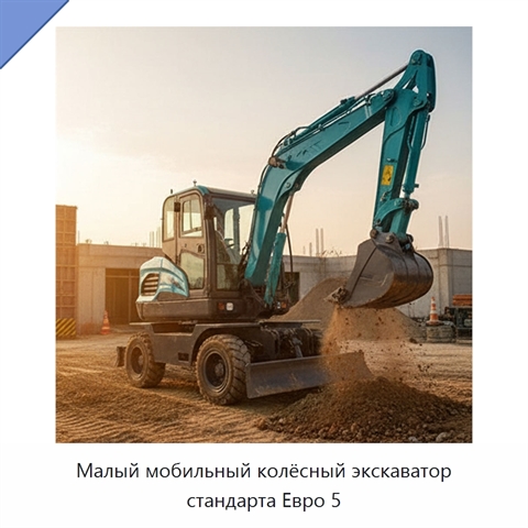 Малый мобильный колёсный экскаватор стандарта Евро 5
