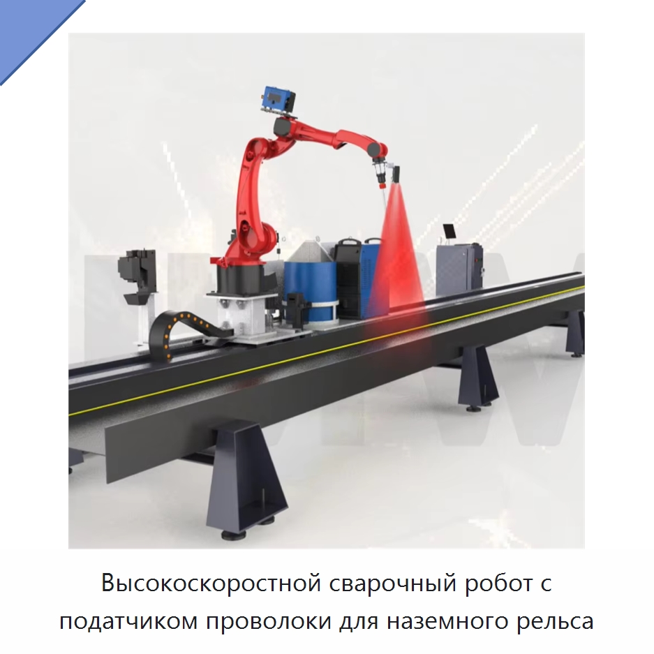 Высокоскоростной сварочный робот с податчиком проволоки для наземного рельса — Шарнирные роботы