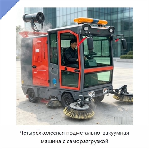 Четырёхколёсная подметально-вакуумная машина с саморазгрузкой