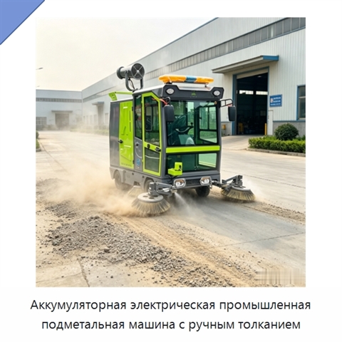 Аккумуляторная электрическая промышленная подметальная машина с ручным толканием