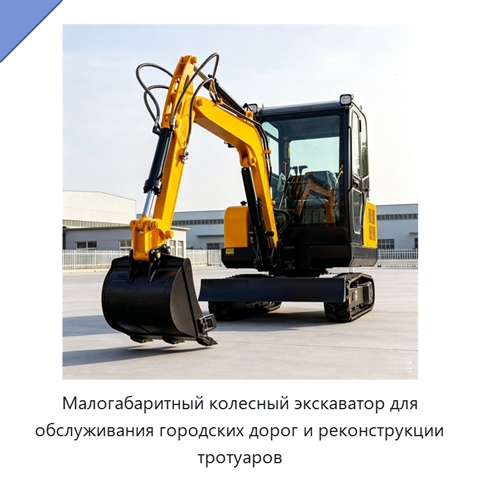 Малогабаритный колесный экскаватор для обслуживания городских дорог и реконструкции тротуаров