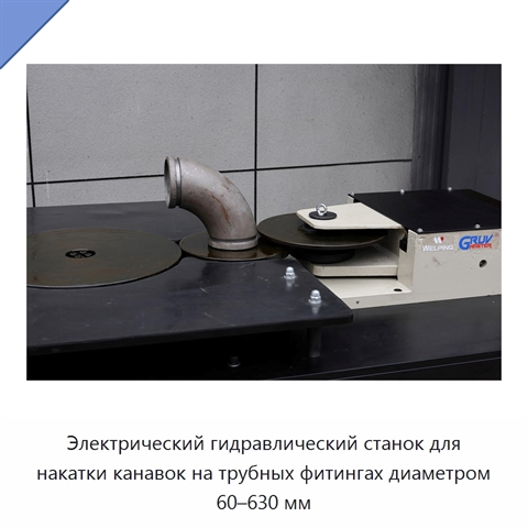 Электрический гидравлический станок для накатки канавок на трубных фитингах диаметром 60–630 мм