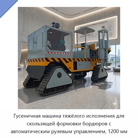 Гусеничная машина тяжёлого исполнения для скользящей формовки бордюров с автоматическим рулевым управлением, 1200 мм