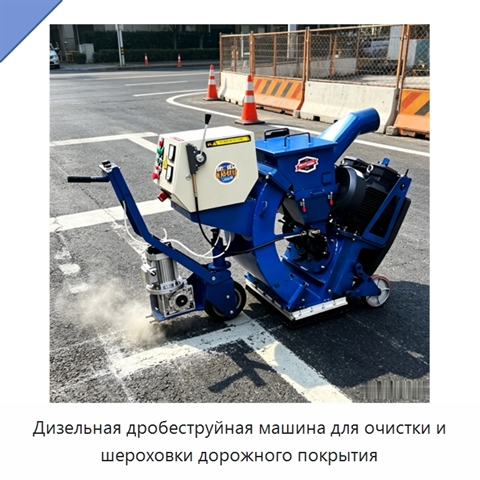 Дизельная дробеструйная машина для очистки и шероховки дорожного покрытия