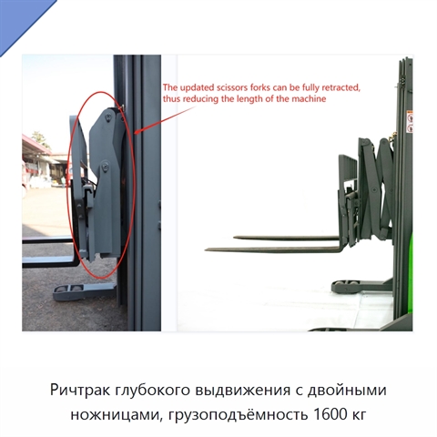 Ричтрак глубокого выдвижения с двойными ножницами, грузоподъёмность 1600 кг