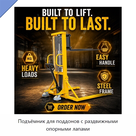 Подъёмник для поддонов с раздвижными опорными лапами