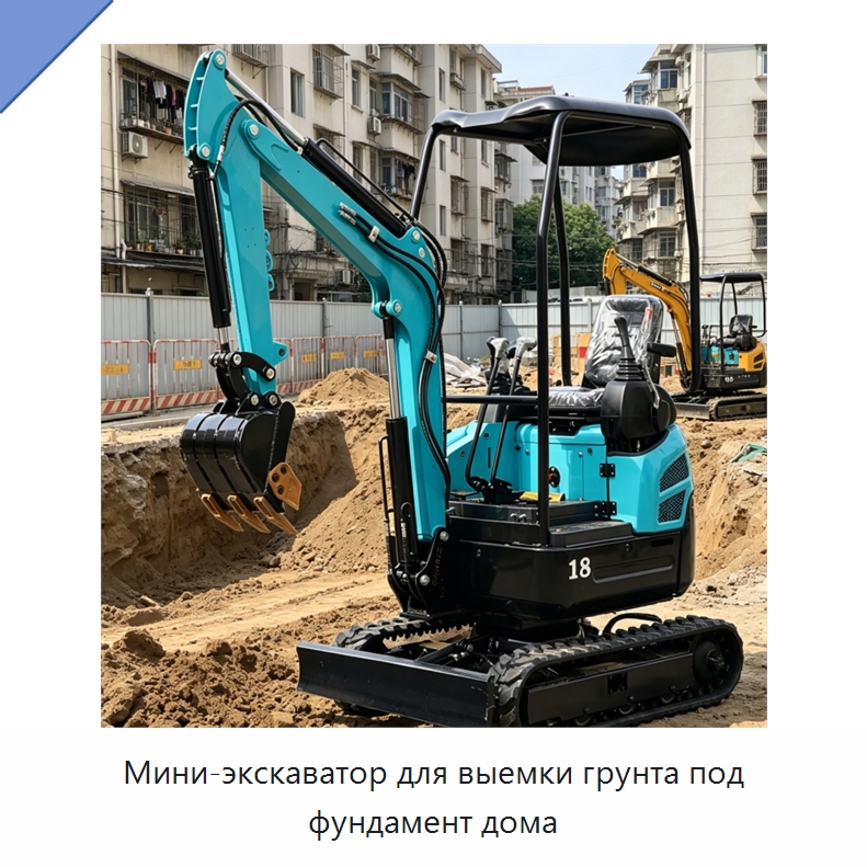 Мини-экскаватор для выемки грунта под фундамент дома — Землеройная техника