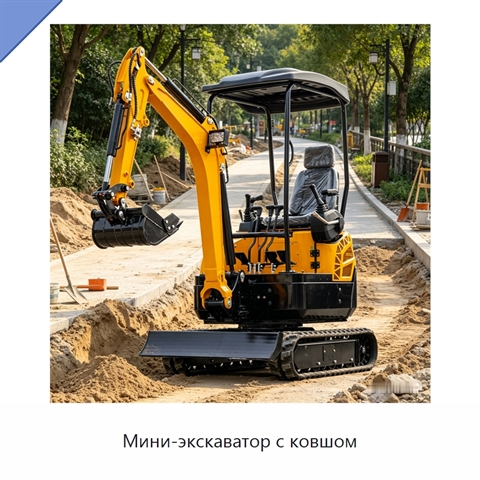 Мини-экскаватор с ковшом