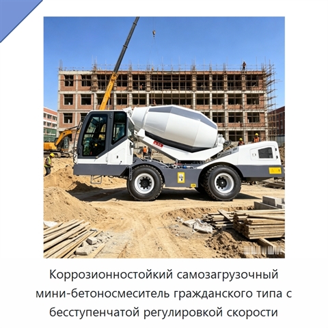 Коррозионностойкий самозагрузочный мини-бетоносмеситель гражданского типа с бесступенчатой регулировкой скорости