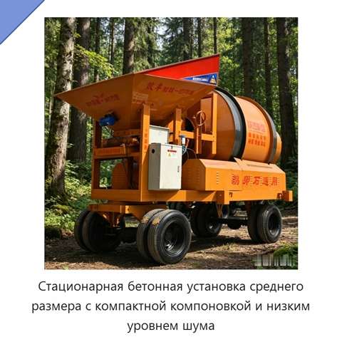 Стационарная бетонная установка среднего размера с компактной компоновкой и низким уровнем шума
