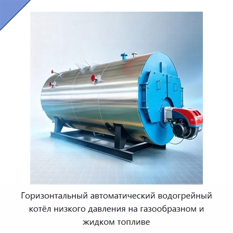 Горизонтальный автоматический водогрейный котёл низкого давления на газообразном и жидком топливе